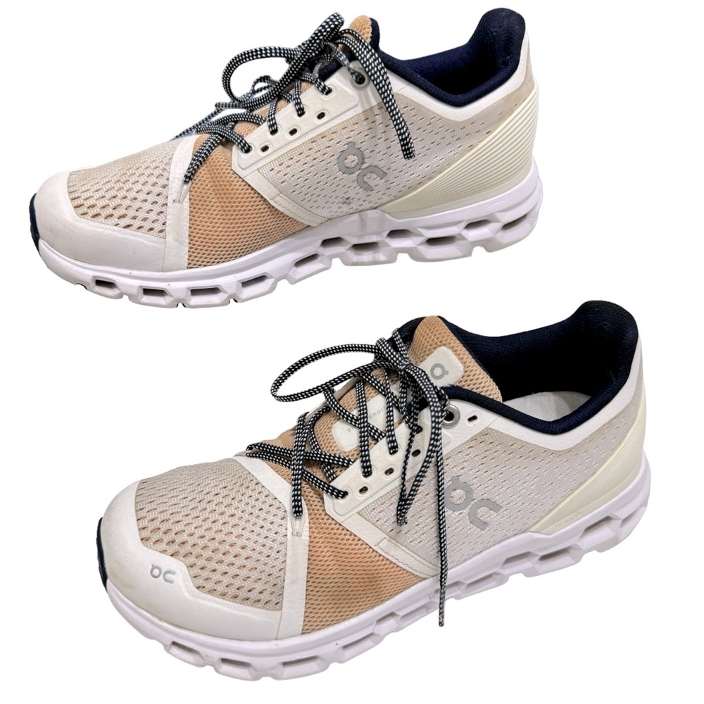 On Running Cloudstratus Sneaker Shoe In White & Almon… Gem